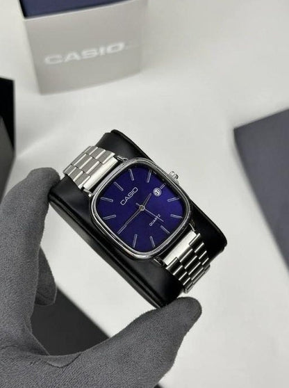 Casio Silver Blue Watch