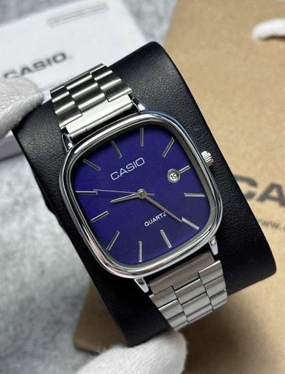 Casio Silver Blue Watch