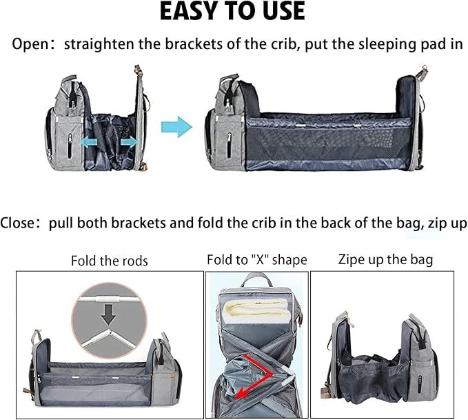 Portable Folding Crib Diaper Bag Multi-Function